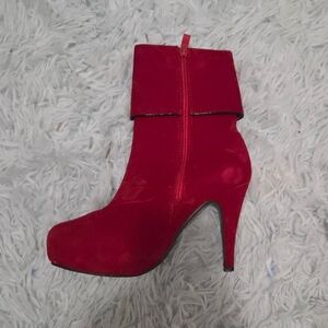 Elegant Red Stiletto Ankle Boots
